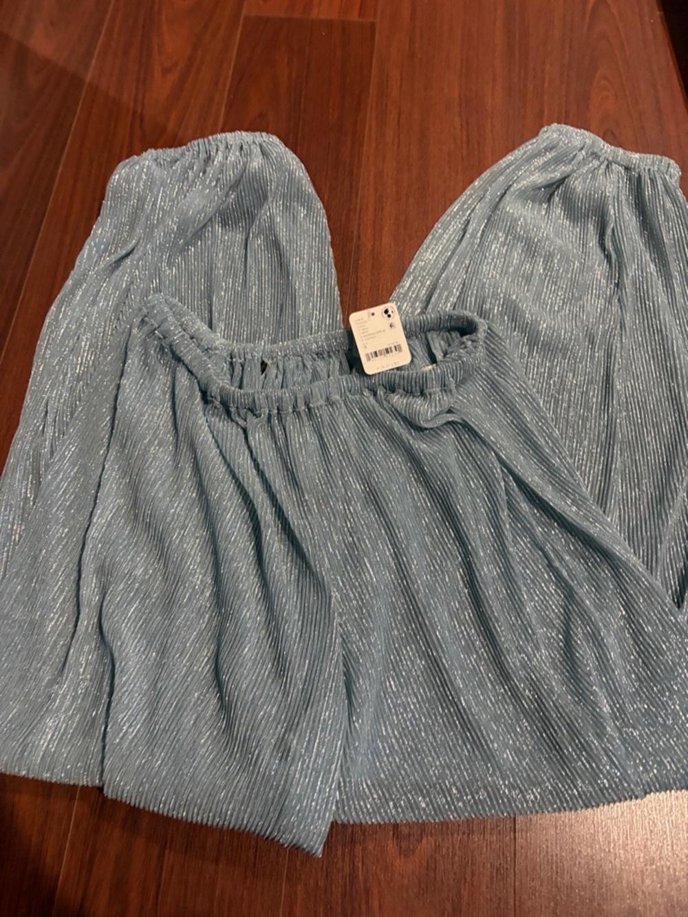 Free People Shimmer Metallic Balloon Pants. Aqua Mint: Metallic Baby Blue. Small - Picture 6 of 17